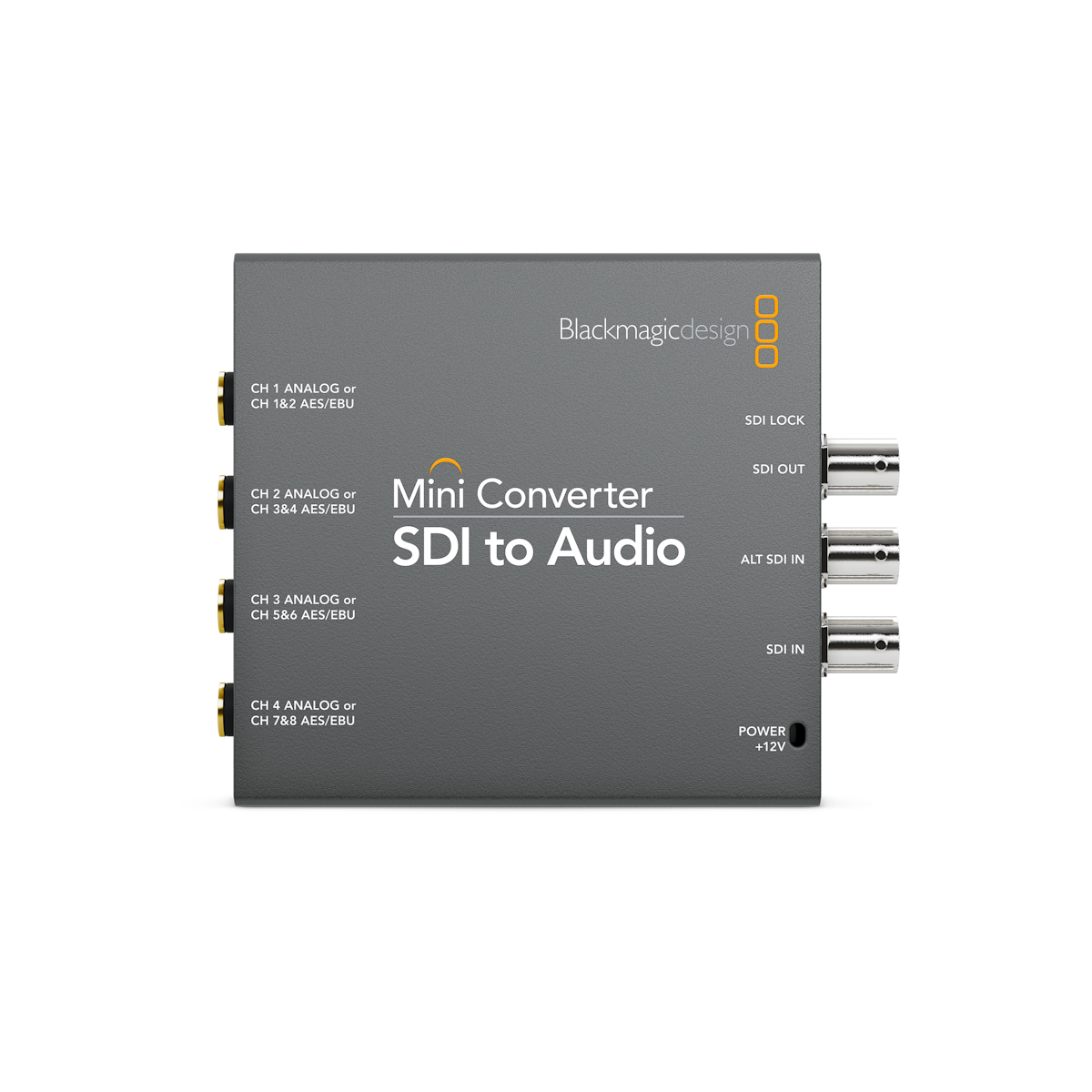 Blackmagic Design Mini Converter SDI to Audio Image of a blackmagic design sdi to analog audio conversion box