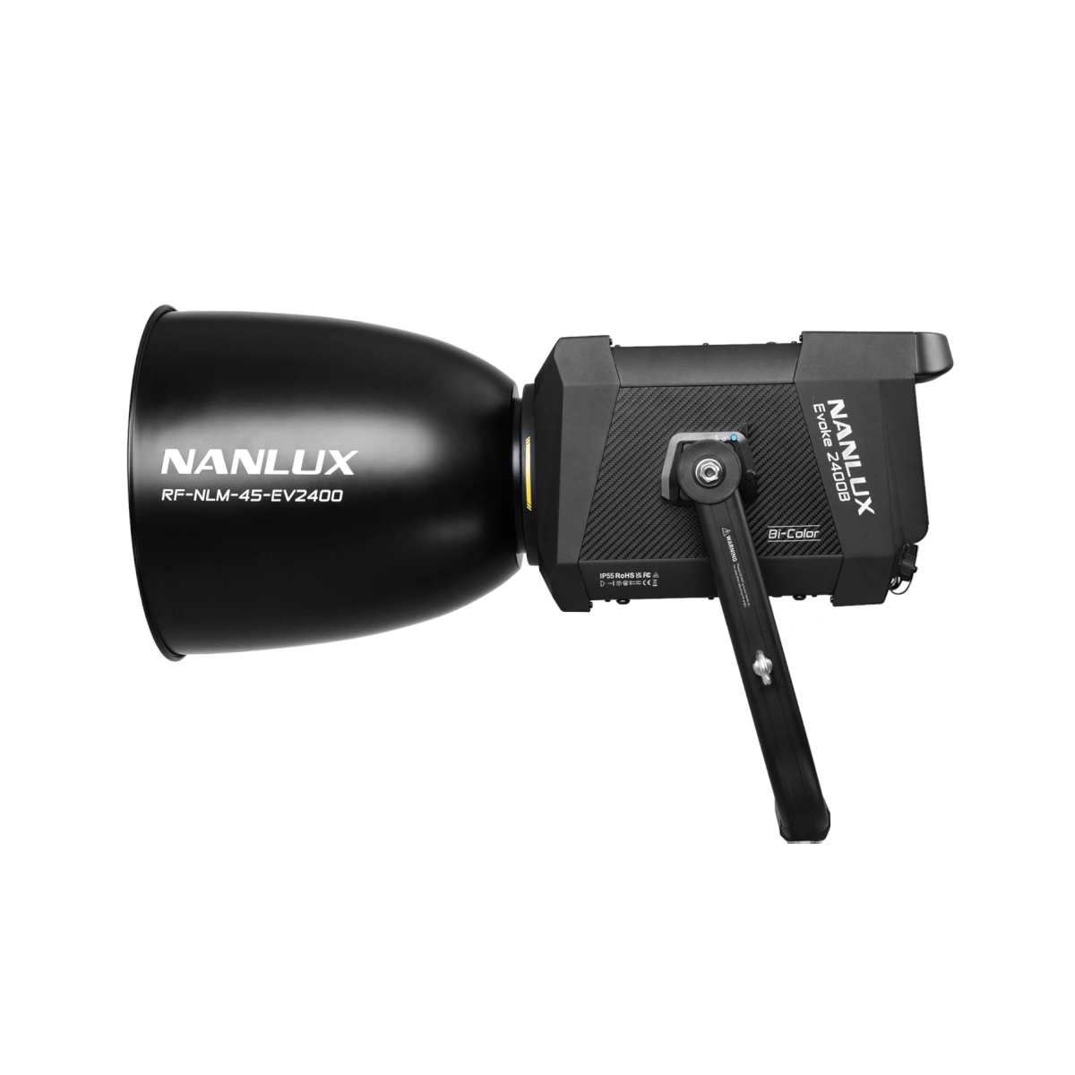 photo of a Nanlux LED film light, side on view.