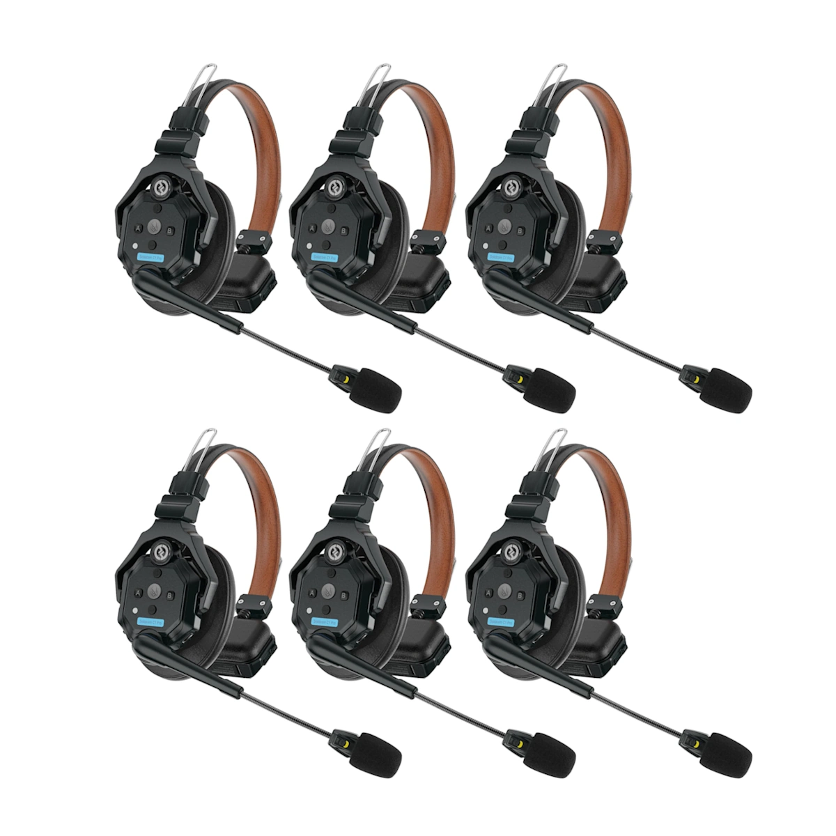 image of six hollyland c1 pro communication headsets